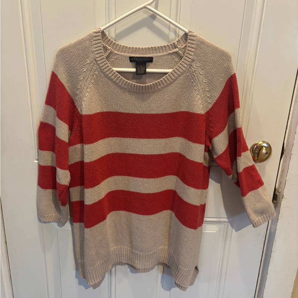 Preswick & Moore Red and Tan Striped Sweater